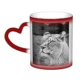ALTEKO Mug en céramique avec motif lionne aux yeux bleus et verts - Motif ciel étoilé changeant de couleur