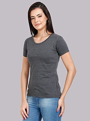 Image of FLEXIMAA Women's Cotton Plain Round Neck Half Sleeve T-Shirt