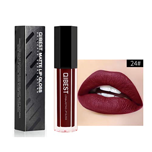 Matte Liquid Velvet Lipsticks, Silky Long-lasting Lipstick, Non-Stick Lip Gloss Lips Makeup Cosmetics for Women and Girls (24#)