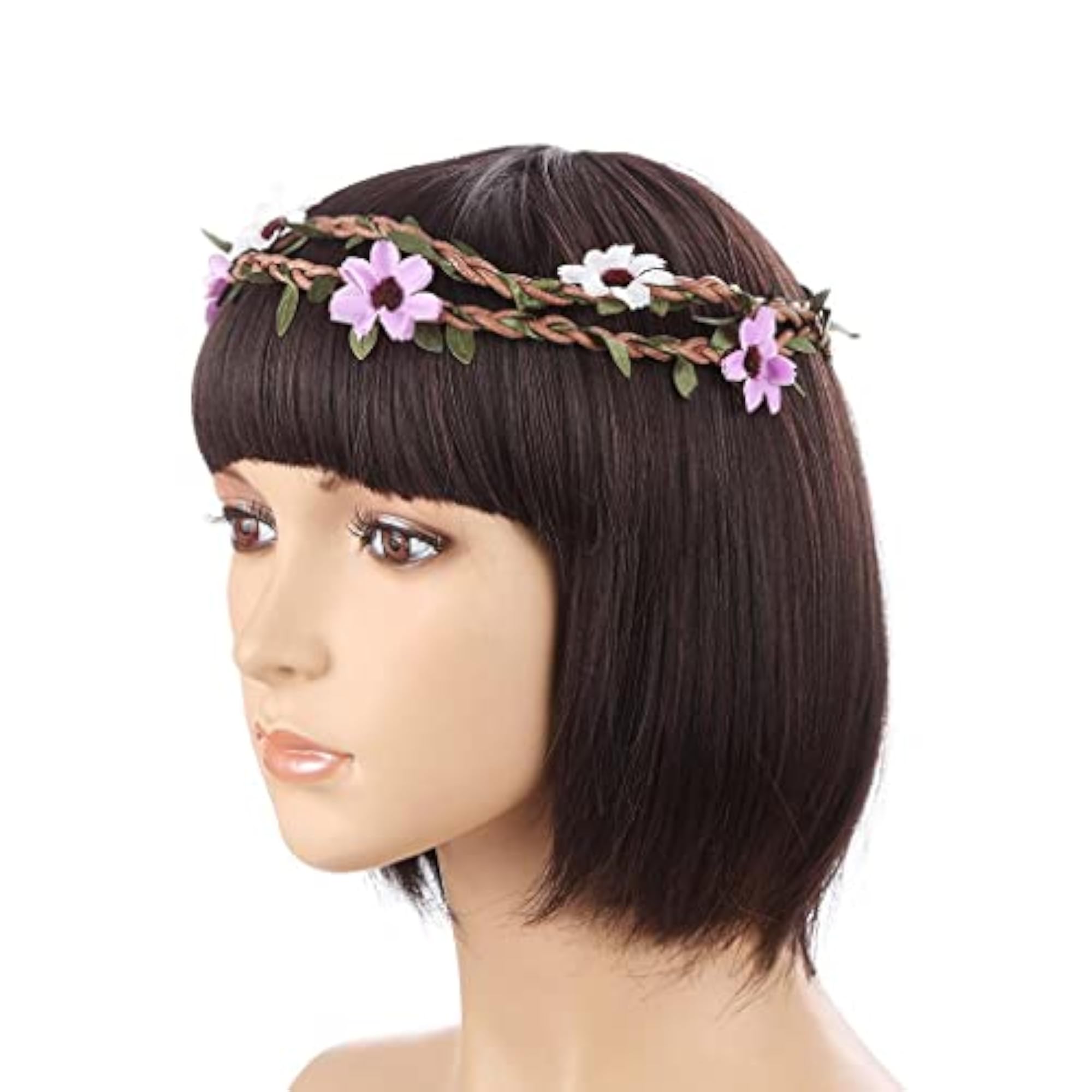 Multicolor Retro Flower Leaf Garland Hairband for Brides