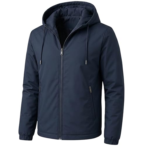 Image of Rain Jacket for Men Waterproof for Bike Riders with Adjustable Hood Along with Inner Pockets,Waterproof Raincoat with Polyester Jacket, Zipper Pockets & Elastic Cuffs For Bike, Travel & Daily Wear