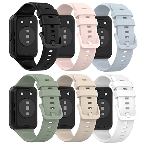 RuenTech Compatible with Huawei Watch Fit 2 Bands, Replacement Soft Silicone Sport Wristband Watch Straps for Huawei Watch Fit2 Active/Classic/Elegant Edition Smartwatch (6-Pack)