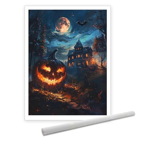 Impression Toile Halloween Citrouille Décoration Murale Gothique