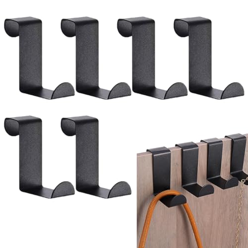 EJRUP Confezione di 6 Porta Ganci,Appendiabiti da Porta in Nero,Ganci in Acciaio Inox,Gancio Porta Antiruggine,Ganci Universali per Vari Scenari,Asciugamano, Accappatoio, Bagno Porte Appendino