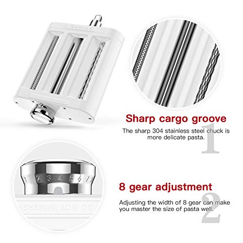 ANTREE 3-1 Pasta Maker Attachment for KitchenAid includes Pasta Sheet Roller attachment & Spaghetti Cutter & Fettuccine Cutter attachment, Easy to use and clean with Pasta Drying Rack & Cleaning Brush by Antree - Image 3
