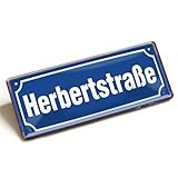 Herbertstraße Blechschild 28x12cm - Hamburg St. Pauli Metallschild Blau Weiß - Vintage Straßenschild Wanddeko Kiez - Nostalgieschild im Used-Look - Rustikale Kult-Dekoration Hansestadt