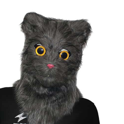 Costume d'Halloween réaliste bouche mobile en peluche et déguisement tête d'animal