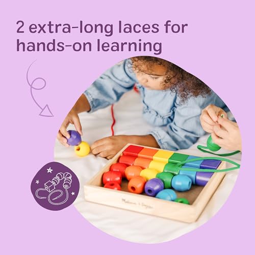 Image of Melissa & Doug Primary Lacing Beads - Educational Toy with 30 Wooden Beads and 2 Laces for Toddlers, Fine Motor Skills Lacing Toys for Toddlers and Kids Ages 3+ (Pack of 6)