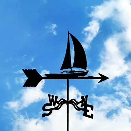 Yevenr Boat Weathervanes Stainless Steel Black Durable Weather Vane Art Deco Accessories Outdoor Garden Yard Roof Mount Easy Use #TOP2