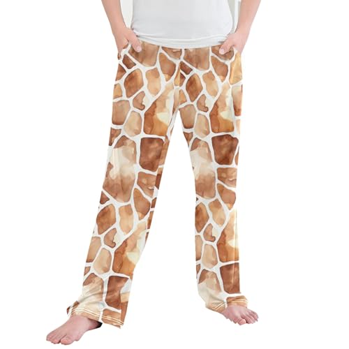 Giraffe Print Long Pajama Pants Elastic Waist PJ Bottoms with Pockets S A111944