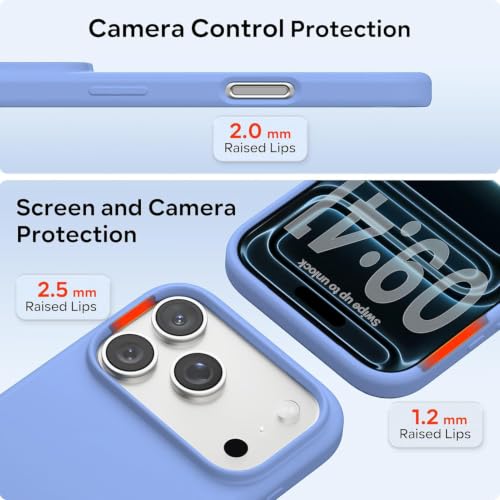 Image of DIZORO Compatible with (iPhone 18 Pro Case)(2026), Liquid Silicone 3 Layers Full Covered Soft Gel Rubber Phone Case,Shockproof Protective Cover with Anti-Scratch Microfiber Lining-Glacier Light Blue