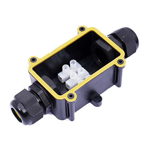 KJH-T Waterproof Junction Box,IP68 Outdoor Cable Connectors with M20 Gland Wire Connector, External Electrical Inline Junction Box for 4-15mm Diameter Cable (2-Way)