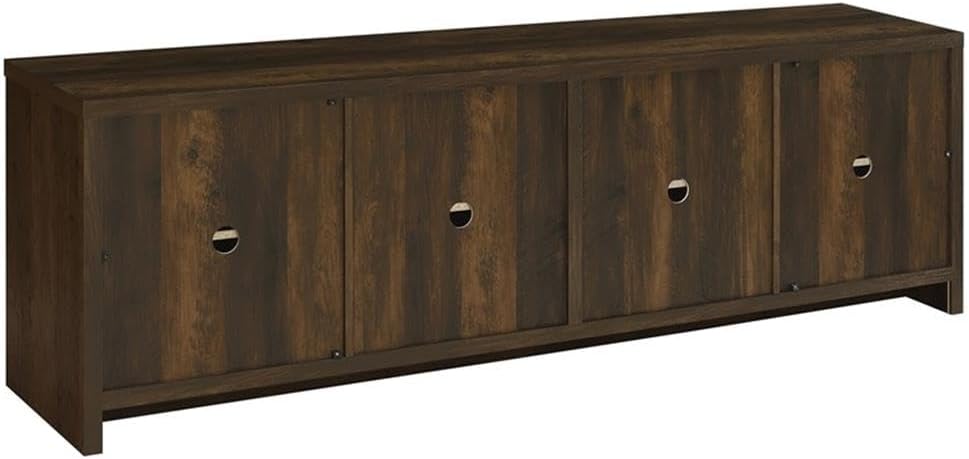 Pemberly Row 3-Piece Engineered Wood Entertainment Center, 78 in TV Stand and Media Towers, Dark Pine Finish, Adjustable Shelves, Cord Management, Living Room Storage and Display Set