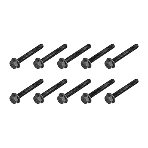 Image of METALLIXITY Flanged Hex Head Bolts (M6x45mm) 10pcs, Hexagon Serrated Flange Bolt Half Thread Screw - for House Construction Hardware Fasteners