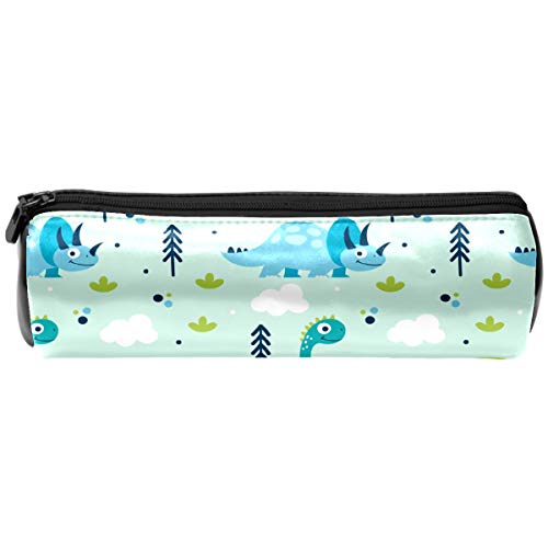 Preisvergleich Produktbild Niedliches Dinosaurier-Federmäppchen mit Reißverschluss, Leder-Stiftetui, langlebig, tragbar, für Mädchen, Jungen, Studenten und Erwachsene