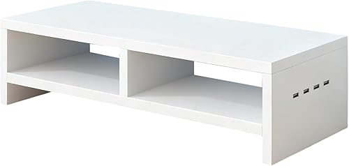 Soporte para monitor, con elegante diseño moderno, 19.7x7.9x5.1 in, soporte elevador para monitor, organizador de escritorio de carga inalámbrica,