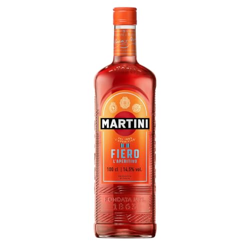 MARTINI Fiero roter Wermut Aperitif 14 5% vol. 100cl / 1L süßer Aperitif angereichert mit handgeschnittenen spanischen Orangenschalen