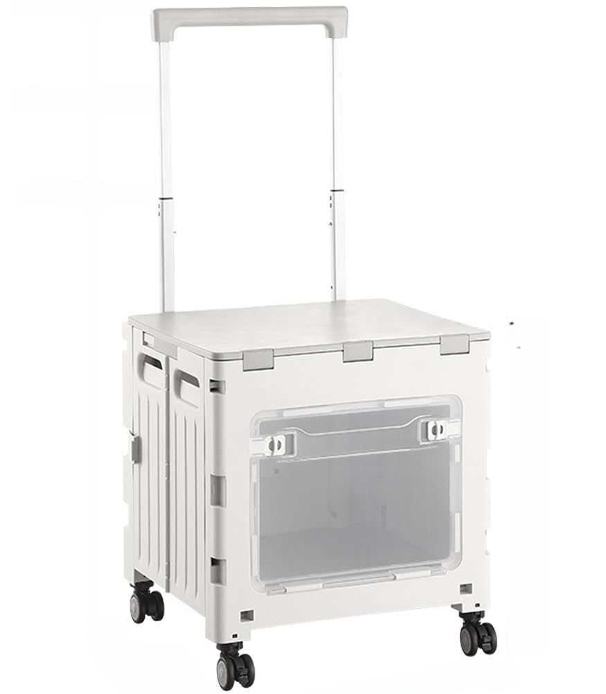 Foldable Shopping Utility Cart Portable Rolling Crate Handcart with 360°Rotate Wheel,Collapsible Folding Cart for Travel Move Luggage Office Use (Grey,45mm Universal Wheel)