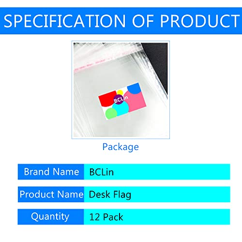 Bclin 12 Pack Usa Us Desk Flags,Small Mini American Deluxe Table Flags Set With Stand Base，8.2 X 5.5 Inches Miniature Desktop Flag #TOP3