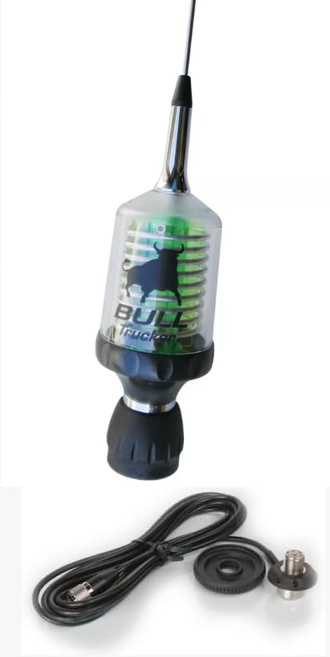 Sirio Bull Trucker 5000 PL 5000W CB & 10M Green LED Mobile Antenna with Roof Mount Kit