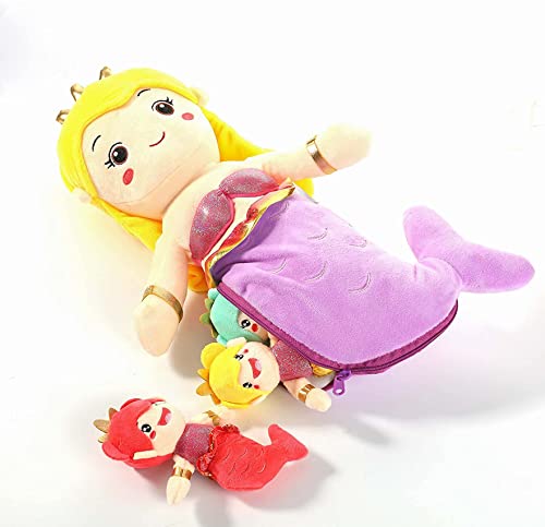 4Pcs 16'' Mermaid Stuffed Animal 3 Little Babies Mermaid Plush Toys, Mermaid Princess Dolls Mermaid Plush Dolls For Girls Birthday Party Gift #TOP2