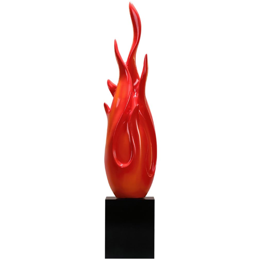 Hhhxkkuu Modern Abstract Red Flame Sculpture 93cm Tall Resin Art Ornament