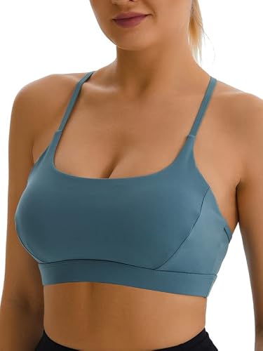 RUNNING GIRL Y-Back Sports Bra for Women, Medium Impact Wirefree Padded Yoga Bra Tops Sports Running Shirt(WX2915Green,XL)
