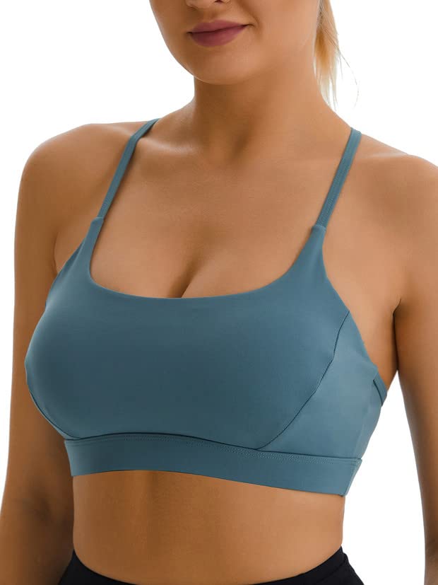 Image of RUNNING GIRL Y-Back Sports Bras for Women, Medium Impact Wirefree Padded Bra Workout Crop Top Longline Sports Bra Push up, Black
