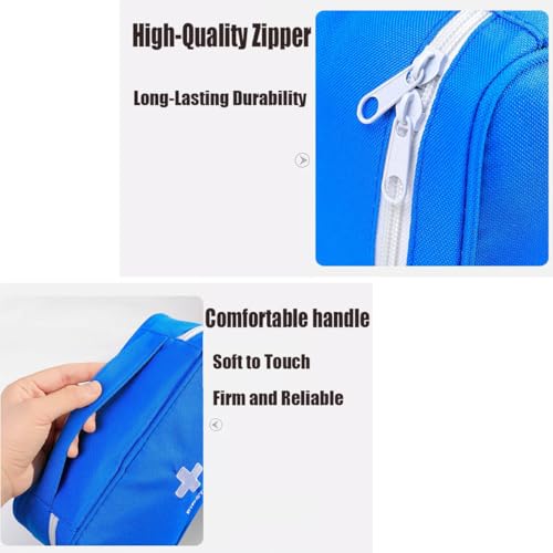 Image of Sumiko First Aid Kit Bag | Medicine Storage Box | Multi-Utility With Handle | Portable & Spacious Emergency Kit Organizer With Mesh Pouch & Elastic Loops | Perfect For Travel Camping Home Gift (Blue)