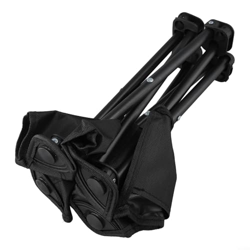 Taburete plegable de aleación y tela Oxford, ligero y estable con pies antideslizantes, adecuado para camping, senderismo y eventos deportivos (negro grande)