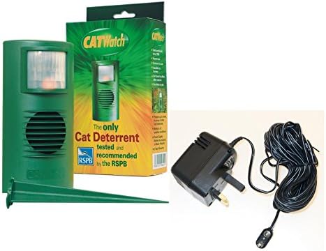 CATwatch - the RSPB approved ultrasonic cat deterrent to keep cats away from the garden.. COMPLETE with AC adapter Kit