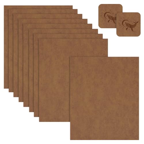 OLYCRAFT 9 piezas 260 x 320 mm Tan marrón hojas de piel sintética láseras grandes hojas de grabado láser en blanco PU cuero sintético hierro sobre sombrero parches para bricolaje parches sombrero