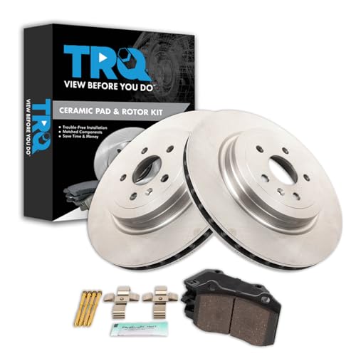 Image of TRQ Rear Brake Pad and Rotor Set Ceramic Compatible with 2012-2016 Tesla S