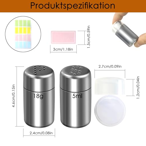 WENXINWIN 2 sztuki mini solniczka do podróży, 5 ml, ze stali nierdzewnej, mała solniczka z pokrywką, na kemping, sól i pieprzniczka, nadaje się do restauracji, na kemping i grill na świeżym powietrzu