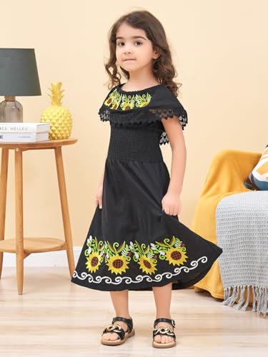 Image of Mexican Dress for Girls Traditional Vestidos Mexicanos Cinco de Mayo Embroidered Dresser Toddler Kids