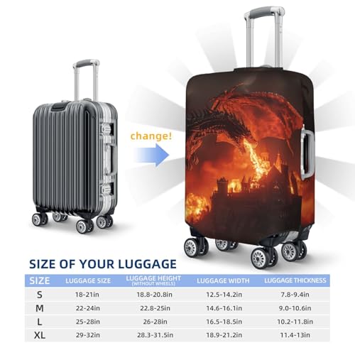Luggage Cover - Fiery Dragons Castle Attack Suitcase Cover, Suitcase Covers for Luggage2