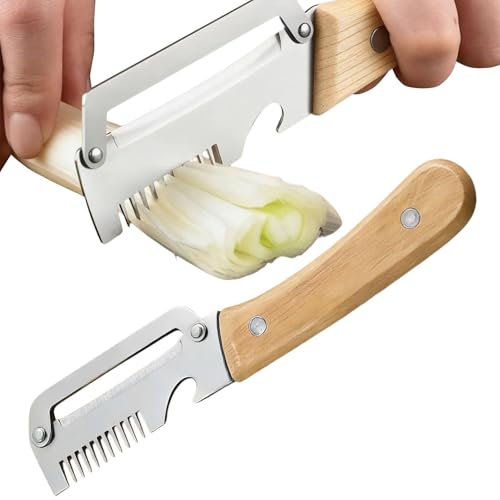Edelstahl schäler, 3 In 1 Multifunktionaler schäler Und Flaschenöffner Aus Edelstahl, Multifunktionaler Küchenschäler Mit Holzgriff Für Obst, & Fleischscheiben