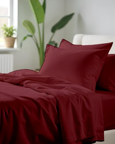 Image of Microfiber Single Size Bedsheet with 2 Pillow Covers | Ultra Soft & Breathable Flat Sheet | Wrinkle-Resistant, Premium Comfort for Everyday Use |Size (60 inch x 90 inch) Maroon
