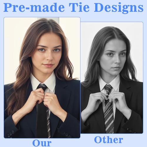 Black Clip On Tie 13" Pre-Tied Adjustable Girls/Boys Neckties Thin Black Tie Clip On Ties For Women Costume Black Neck Tie Women For School Girl Costume Jk/Jc Cosplay Graduation Business Wedding4