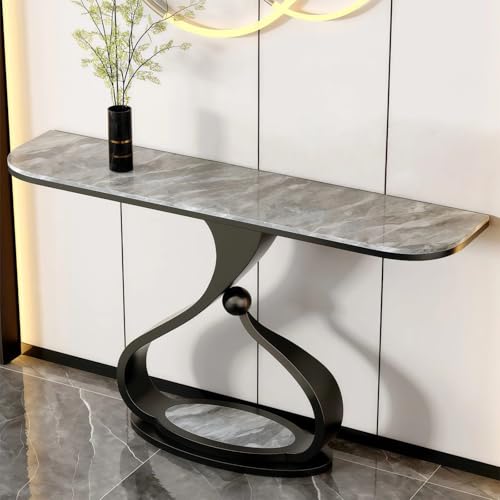 Modern Sintered Stone Console Table, Luxury Curved Art Base Entryway