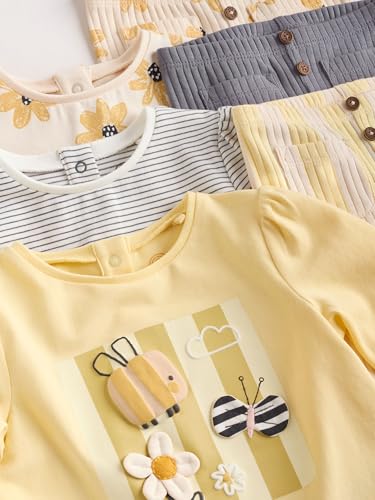 NEXT Baby Mädchen Standard 6-teiliges Set mit Langarmshirt und Leggings Yellow Flower/Stripe 74-80