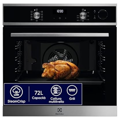 Foto di Electrolux LOC5H40X2 Forno da Incasso Serie 600 SteamCrisp, 72 L, Multifunzione con Cottura a Vapore, Classe A, Pulizia AquaClean, Display LED, Acciaio Inox, 589x596x569 mm