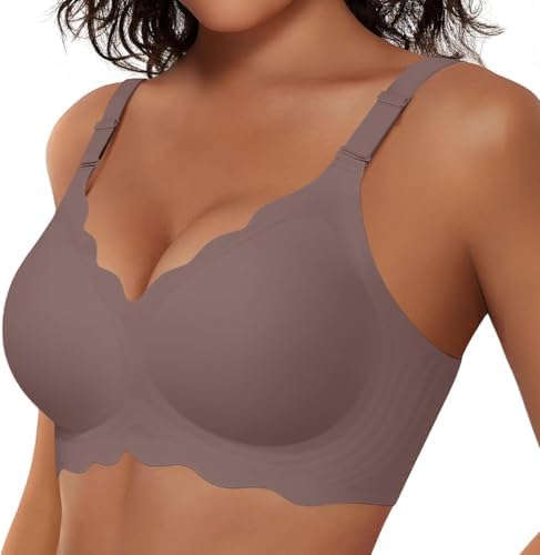 TUNANAN BH Damen Ohne Bügel, Soft Seamless BH Jelly Push Up Bügelloser BHS, V-Ausschnitt, Creamy Komfort, Nahtloser Entlastungs Tshirt Bra Mit Sanft Stütze, Klassische Sport Bustie