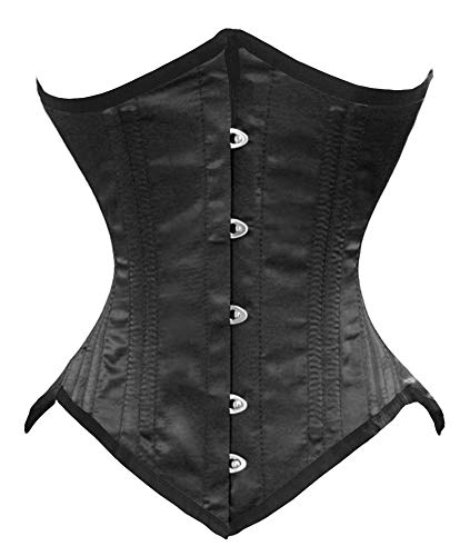 Luvsecretlingerie 26 Double Steel Boned Waist Training Satin Underbust Corset,Xl (For Waist 34"-35"),Black #TOP30