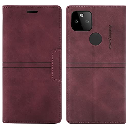 Cover per Google Pixel 5 4A 5G Custodia Flip Portafoglio Magnetica Libro con Slot Schede Bumper Wallet Case per 5 4A 5G slim silicone rosso tpu pelle