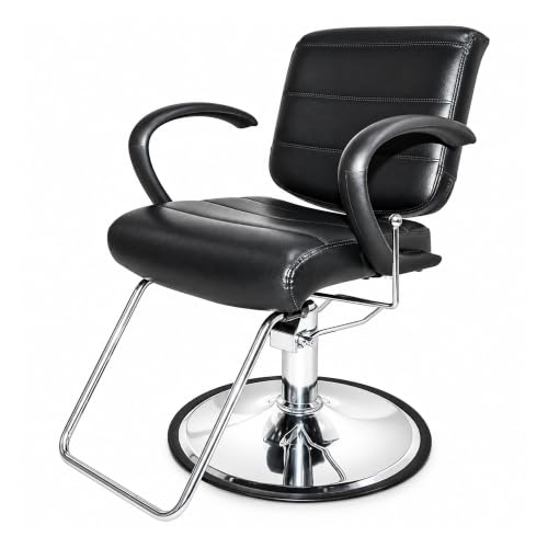 Chromium Kyler Hydraulic Salon Chair, 360-Degree Swivel Reclining, Black