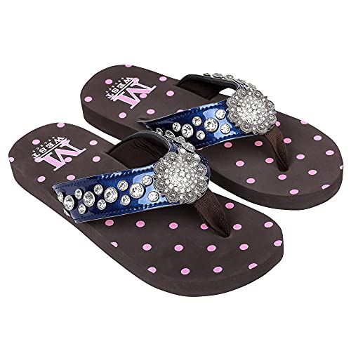 Montana West Patriotic Sandals For Women White Wedge Slip On Sandals Multicolor And Turquoise Wedge Slip On Sandals For Women Navy Se17-S001A-Ny-10 #TOP2