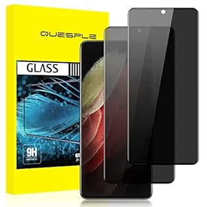 QUESPLE for Samsung Galaxy S21 Ultra Privacy Screen Protector [2 Pack], Anti-Spy Full Coverage Galaxy S21 Ultra Tempered Glass Screen Protector Film, Anti-Scratch/High Sensitivity/Case Friendly