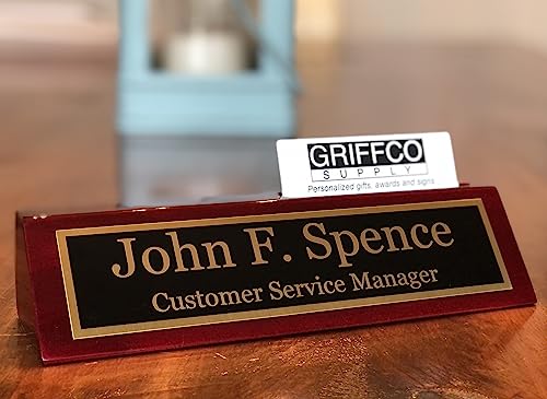 Desk Name Plate Personalized Engraved with Business Card Holder | Name Plate for Desk | Office Desk Decor - Office Accessories for Men and Office Desk Decor for Women by Griffco Supply - Thumbnail 5