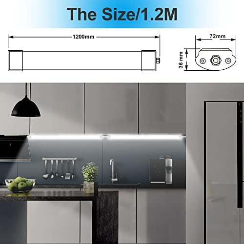 LED Batten Lights 4ft, 120CM Daylight 6500K 36W Ceiling LED Fluorescent Strip Light, 4300LM LED Tube Light IP66 Waterproof Garage Lights Fixture for Office, Workshop, Bathroom, Moisture-Proof Rooms.